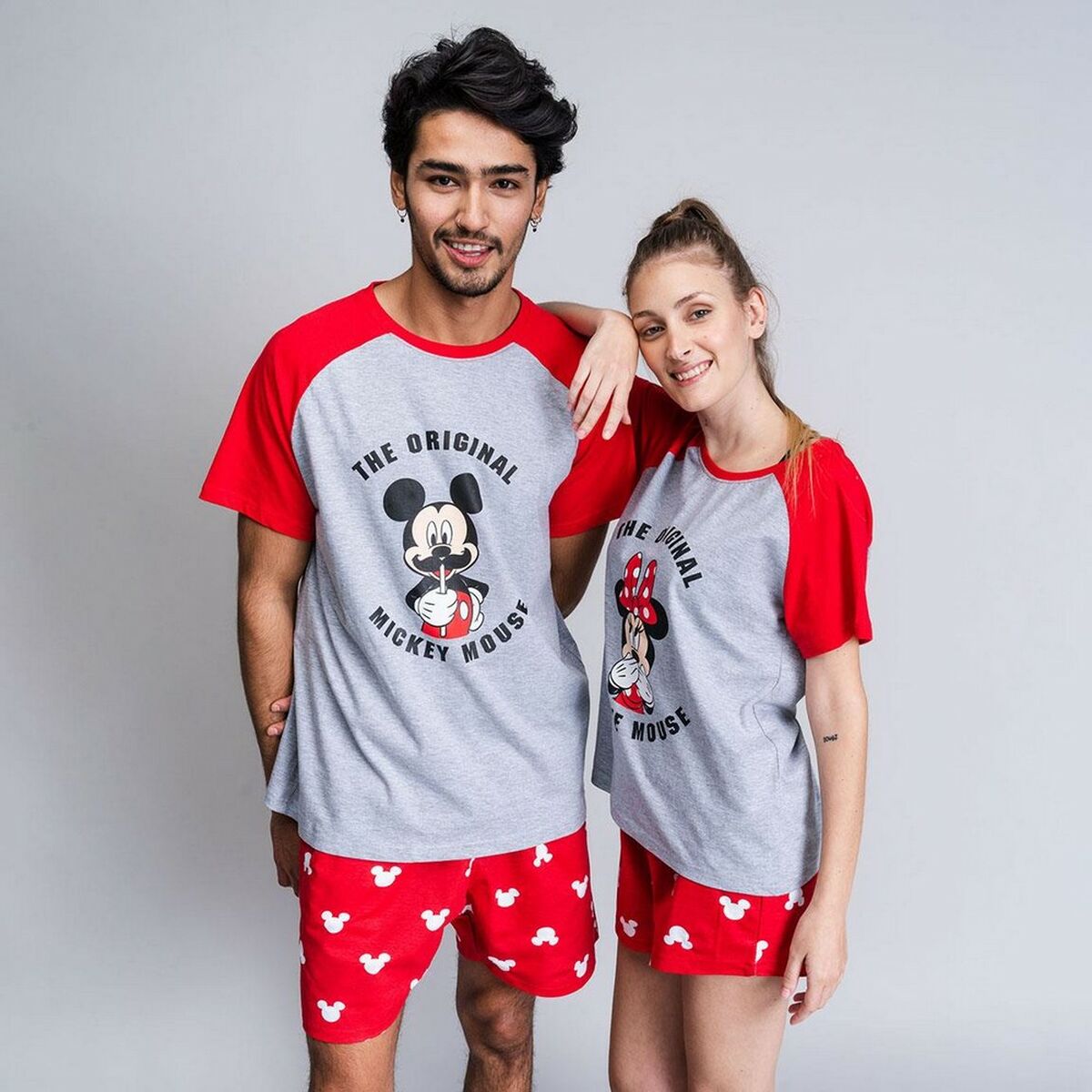Zomerpyjama Minnie Mouse Rood Vrouw Grijs